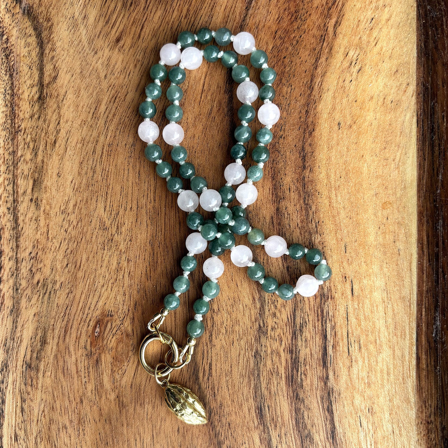 Guatemalan Jade Beaded and Rose Quartz Necklace