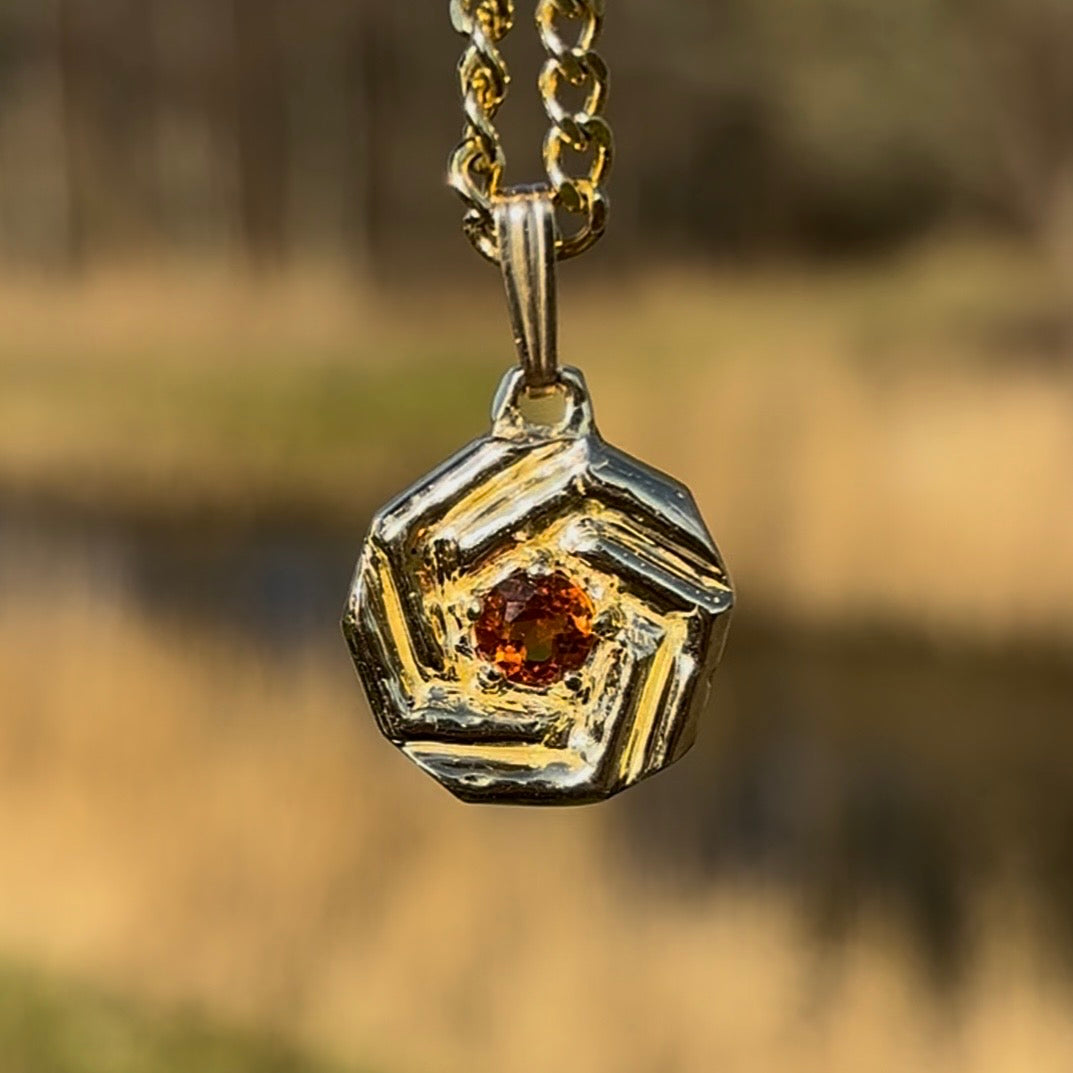 Honey Geometric Charm (OOAK, 9ct gold)