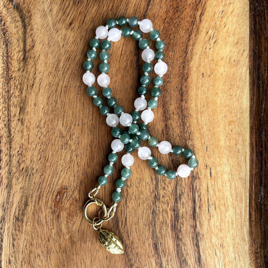 Guatemalan Jade Beaded and Rose Quartz Necklace